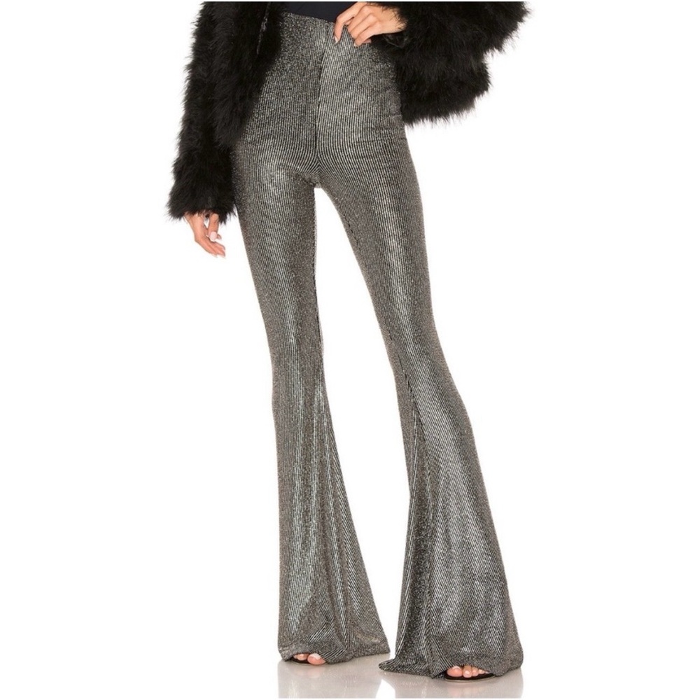 Show Me Your MuMu Metallic Flare Pants Bam Bam Bells in Disco Glitz New NWT M